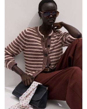 ME+EM Mouliné Stripe Straight Cardigan Cinnamon Multi - Brown