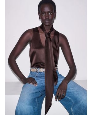 ME+EM Silk Satin Evening Scarf - Blue