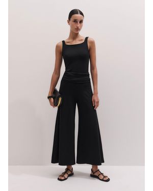 ME+EM Cropped Super Wide Palazzo Pant - Black