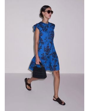 ME+EM Modern Botanical Tiered Short Dress - Blue