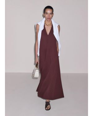 ME+EM Deep V Halterneck Full Length Dress - Purple