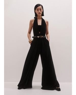 ME+EM Fluid Velour Halterneck Jumpsuit - White