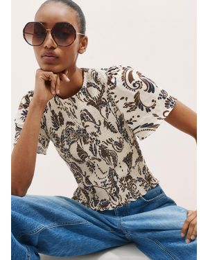 ME+EM Silhouette Print Smock Top - Blue