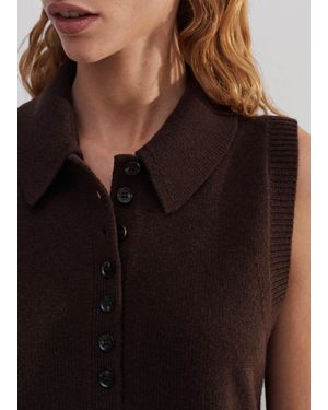 ME+EM Merino Cashmere Layering Collar Vest - Brown