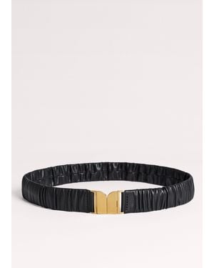 ME+EM Ruched Elasticated Belt - White