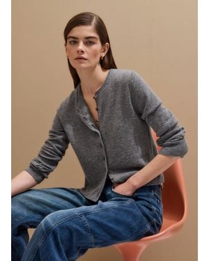ME+EM Cashmere Roll Trim Straight Cardigan - Multicolour