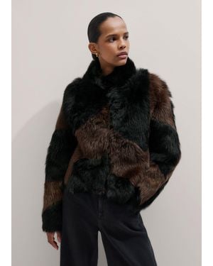 ME+EM Statement Patchwork Coat - Black