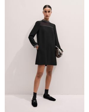ME+EM Contrast Lace Detail Short Shift Dress - Black