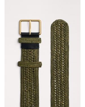 ME+EM Wide Raffia Belt - Green
