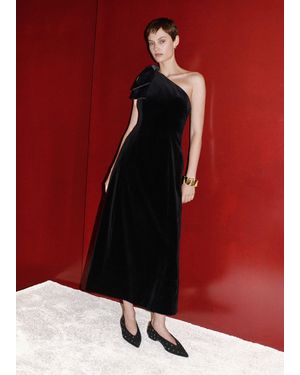 ME+EM Fit And Flare Velvet Maxi Dress With Satin Bow - Red