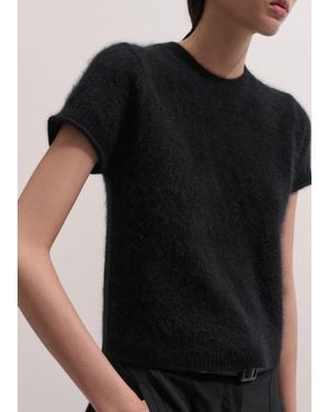 ME+EM Brushed Wool Shrunken Baby Tee - Black