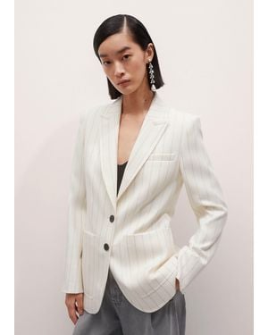 ME+EM Metallic Pinstripe Contour Blazer - Natural