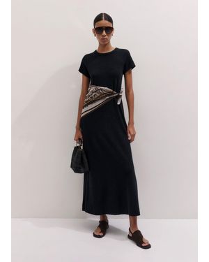 ME+EM Textured A Line Maxi Dress - Black