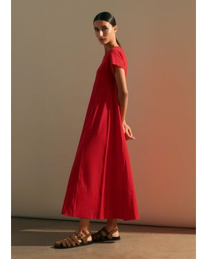 ME+EM Slub Jersey Midi Swing Dress - Red