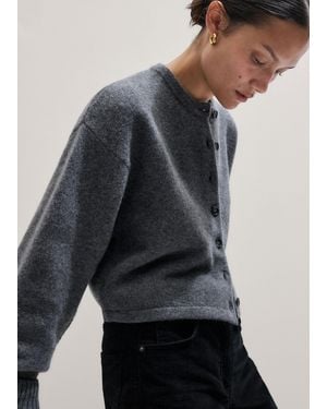 ME+EM Dramatic Sleeve Knit Jacket Mid Melange - Blue