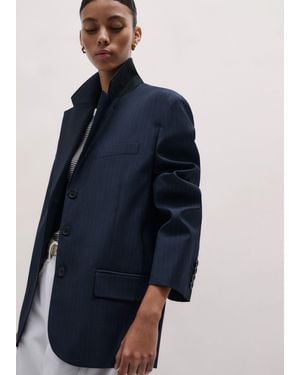 ME+EM Intelligently Oversized Pinstripe Blazer - Blue