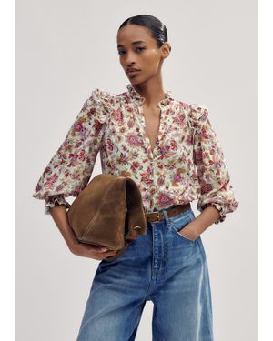 ME+EM Cotton Paisley Print Blouse - Blue