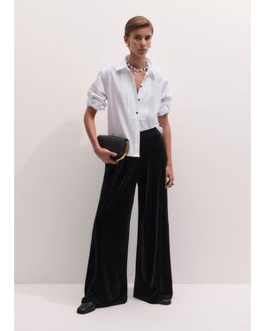ME+EM Fluid Velour Wide-Leg Trouser - White