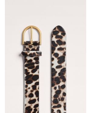 ME+EM 30Mm Winter Leopard Hair Belt Off-Chocolate - Black