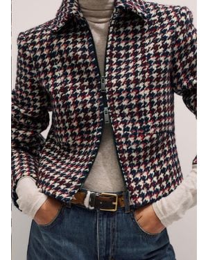 ME+EM Houndstooth Fitted Cropped Jacket - Black