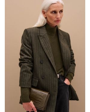 ME+EM Town To Country Relaxed Pinstripe Blazer - Green
