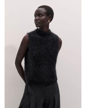 ME+EM Brushed Cashmere High Neck Straight Vest - Black