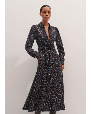 ME+EM Jacquard Cottage Garden Print Maxi Shirt Dress + Belt - Black