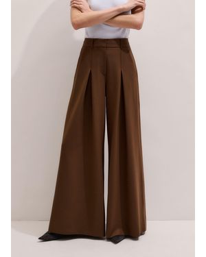 ME+EM Ultimate Wide Pleat Front Trouser - Brown