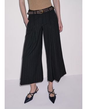 ME+EM Ultimate Wide Pinstripe Culotte - Black