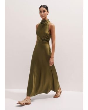 ME+EM Draped Halterneck Maxi Dress - Natural