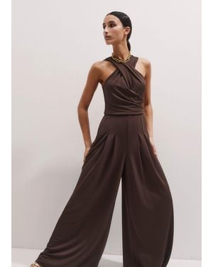 ME+EM Cross Over Jumpsuit - Brown