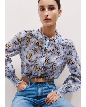 ME+EM Cotton Voile Soft Bloom Print Blouse - Gray