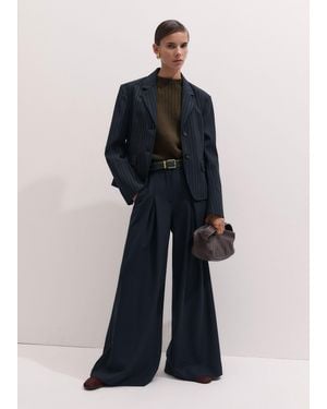 ME+EM Ultimate Wide Pleat Front Trouser - Blue