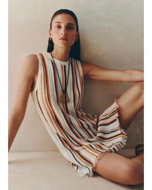 ME+EM Textured Stripe Mini Dress - Brown