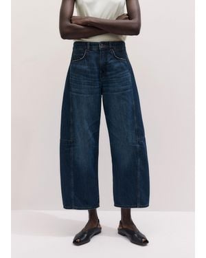 ME+EM Cropped Exaggerated Tapered Jean Authentic Dark Wash - Blue