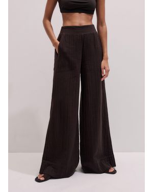ME+EM Cheesecloth Wide-Leg Trouser - Black