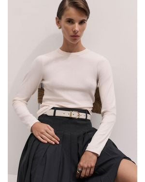 ME+EM Ultimate Rib Long Sleeve Top - Natural