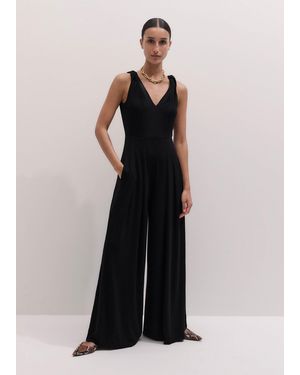 ME+EM Twist Strap Modal Jumpsuit + Belt - Blue