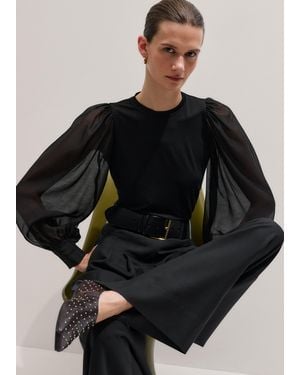 ME+EM Balloon Sleeve Slim Layering Top - Black