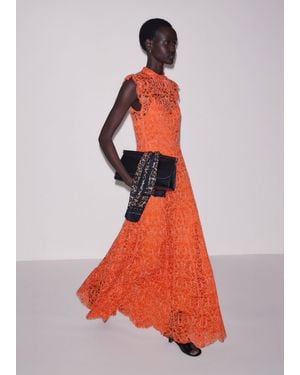 ME+EM Two Tone Lace Fit & Flare Full Length Dress + Slip - Orange