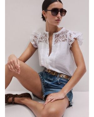 ME+EM Cheesecloth Embroidered Swing Top - Grey