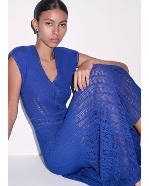 ME+EM Pointelle Knit Maxi Dress + Slip - Blue