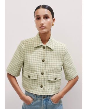 ME+EM Dogtooth Short Sleeve Jacket - Natural