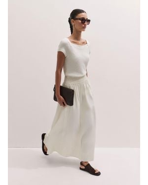 ME+EM Knit Mixed Media Fit And Flare Maxi Dress - Natural