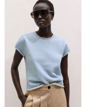 ME+EM Baby Tee Lightweight Sweatshirt - Blue