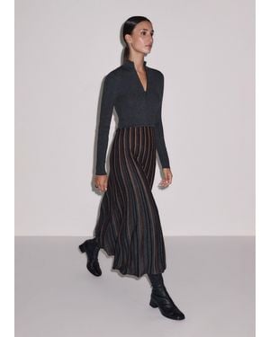 ME+EM Merino Stripe Knit Maxi Dress - White