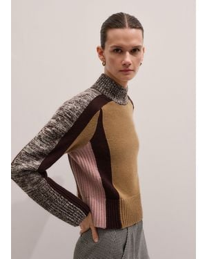 ME+EM Relaxed Colour Block Jumper - Brown