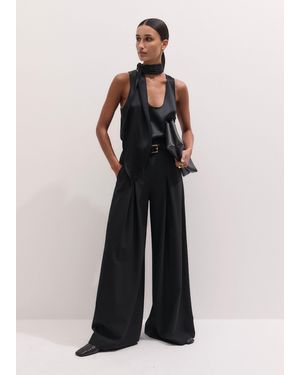 ME+EM Ultimate Wide Pleat Front Trouser - Black