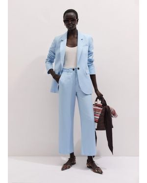 ME+EM Straight Crop Tailored Trouser - Blue