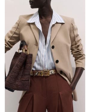 ME+EM High Waist Slim Contour Blazer - Natural